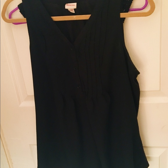 MERONA WOMANS MED BLACK BUTTON DOWN TOP - Picture 2 of 5